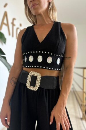 Set Catrina (top/palazzo lurex negro)