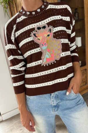 Sweater Small Giraffe - chocolate